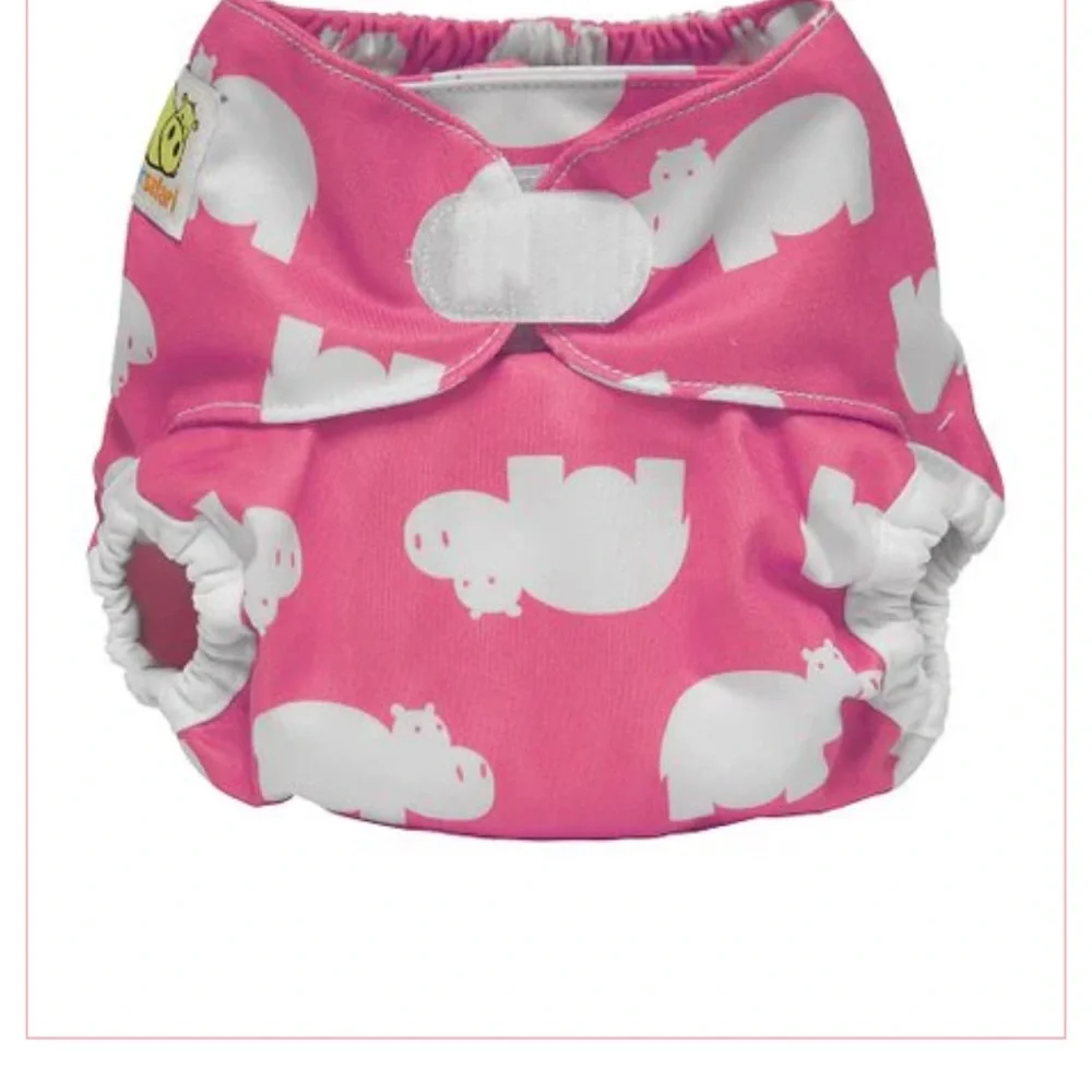 6/$10-Charming Pink Hippo Diaper Cover